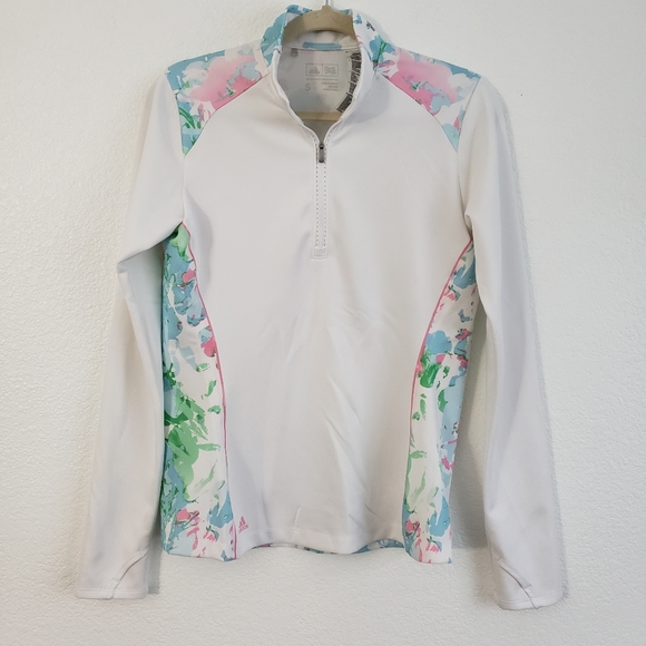 Adidas Golf Layering Resort White 3/4th Zip Pullover Sweater Size Small - Picture 3 of 5